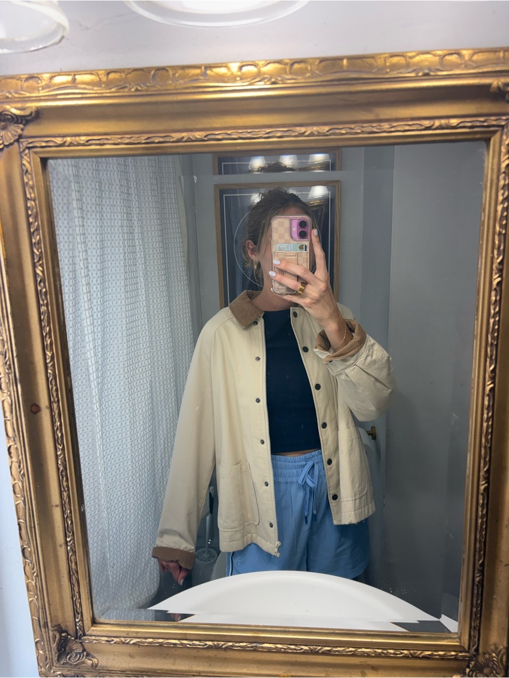 Cream Barn Jacket with Corduroy Collar - Picture 2 of 7